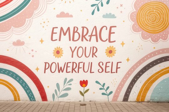 Colorful Mural Inspires Embrace of Your Powerful Self in Bright Pastels