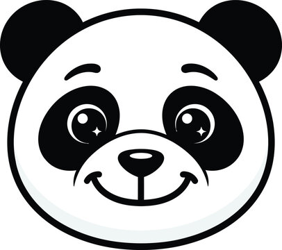 Adorable cartoon panda face close up, cute giant panda head icon vector illustration