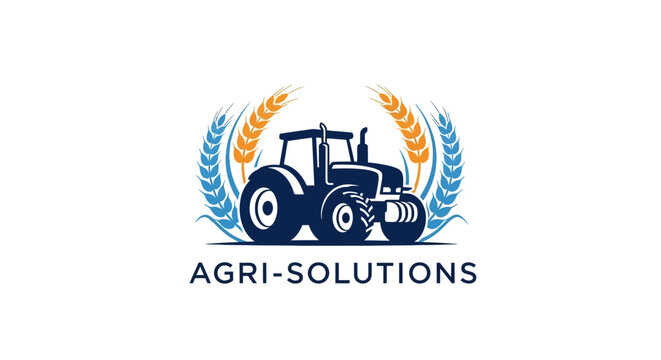 Tractor And Wheat Logo for Agri-Solutions Company