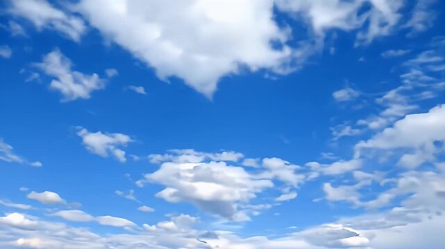 Blue Sky with White Clouds Moving Across Bright Open Sky