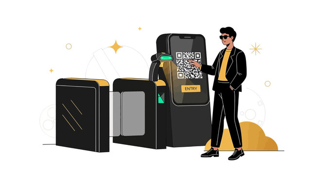 Scan QR Code with Smartphone to Pass Turnstile Gate, Digital Access Control