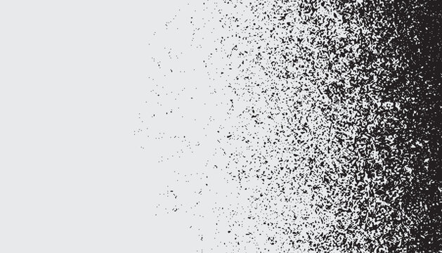 Abstract halftone dot pattern black and white fading from right to left background element.