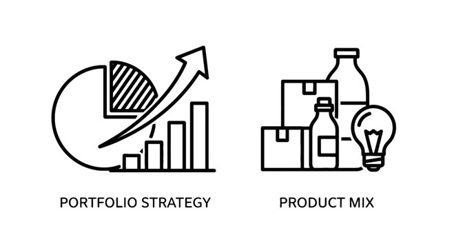 Business portfolio strategy and product mix concept illustration with portfolio strategy business investment planning management increase diversificat