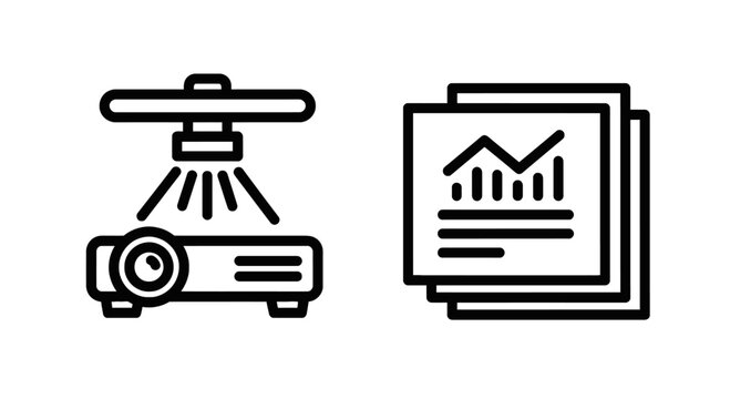 Presentation and data analysis concept illustration with presentation analysis projector business conference statistics information visualization