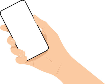 Hand holding a modern smartphone with a blank white screen, showing digital connectivity and professional focus in flat light.