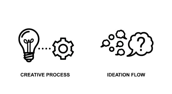 Creative process and ideation flow with light bulb and gears creative ideation innovation thinking creativity brainstorming development inspiration