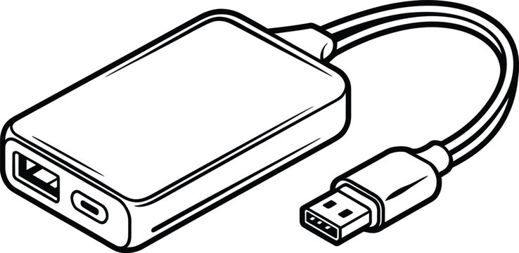 charger external hard drive with usb cable outline vector