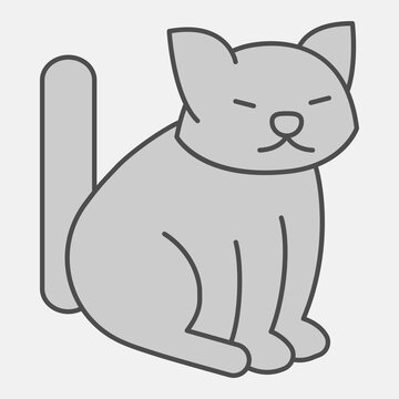 Cat isometric icon, domestic animals concept. Vector graphics. Pet animal sign with outline for or web design