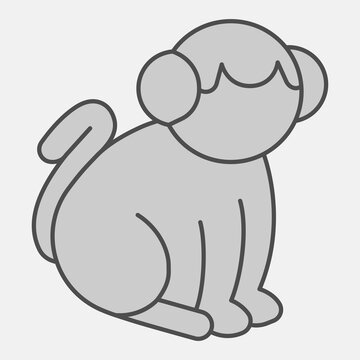 Monkey isometric icon, wildlife and zoology concept. Vector graphics. Animal sign with outline for or web design