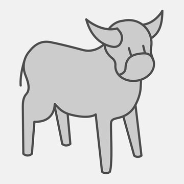 Bull isometric icon, domestic animals concept. Vector graphics. Animal sign with outline for or web design