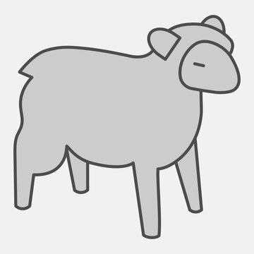 Ram isometric icon, domestic animals concept. Vector graphics. Animal sign with outline for or web design