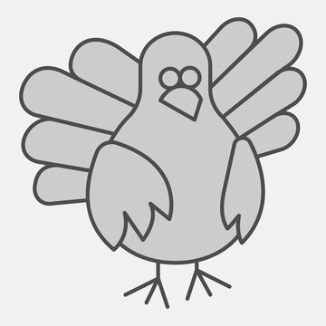 Turkey isometric icon, domestic animals concept. Vector graphics. Bird sign with outline for or web design