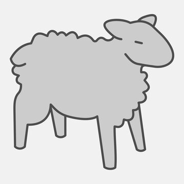 Sheep isometric icon, domestic animals concept. Vector graphics. Animal sign with outline for or web design