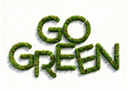 Go green grass effect typography eco sustainable image 