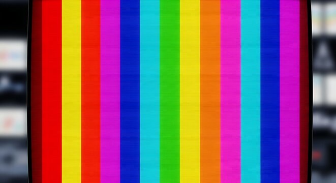 Retro television test card with vibrant vertical color bars