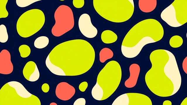 Lime Green Cream Organic Blobs Navy Abstract Pattern
