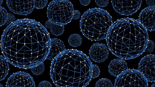 Blue Wireframe Globe Nodes Scatter Dark Abstract Background