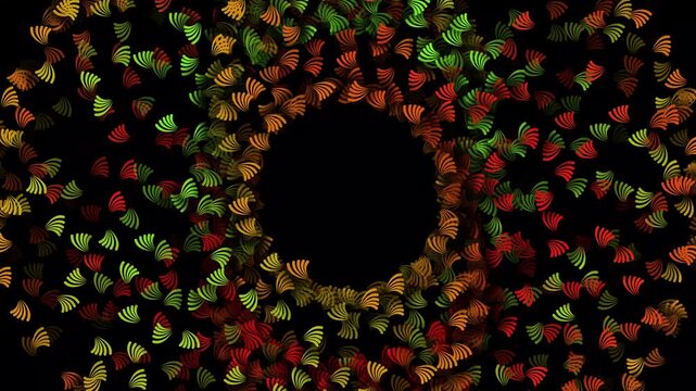 Abstract rotating autumnal leaf pattern motion graphic animated background