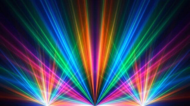 Abstract EDM Festival Background with Vibrant Light Beams and Laser Patterns, Colorful Neon Gradients for Electronic Dance Music Concert Wallpaper