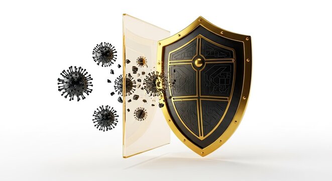 Virus Protection Shield: Immune System Defense Against Black Coronavirus Particles