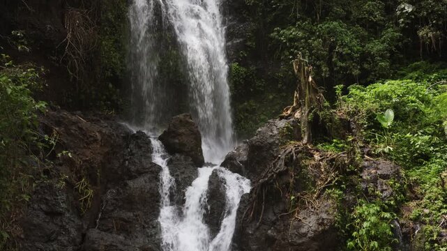 Banyumala Twin Waterfalls in tropical forest, Bali, Indonesia