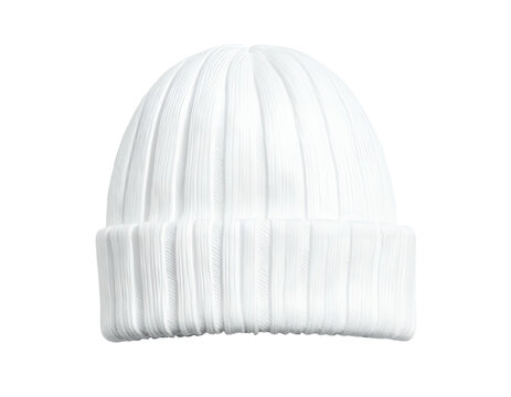 A simple, ribbed, white knit beanie or skullcap