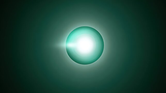 Glowing green sphere radiating central light energy