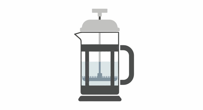 Clear glass beverage maker with dark gray base, handle, and lid