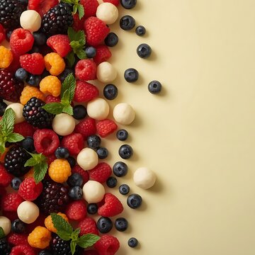 Chocolate and Colorful fruits ,Chocolate Candies on White Background