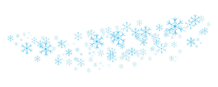Blue snowflake border isolated on transparent winter background