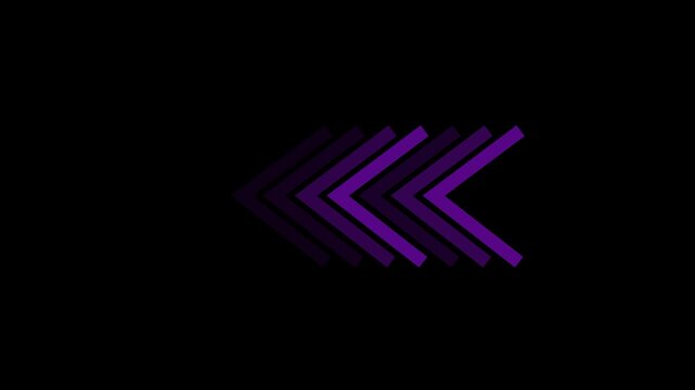Fast icon or symbol multiple left pointing chevrons or purple arrows on a black back ground Right-directional arrow loop animation. Animated arrows for the overlay video layer. arrow icon concept a