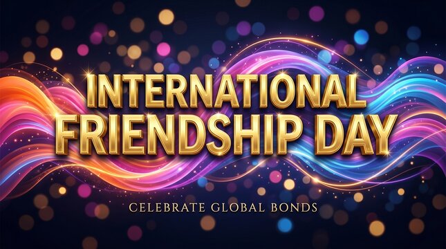Vibrant international friendship day celebration background with colorful lights