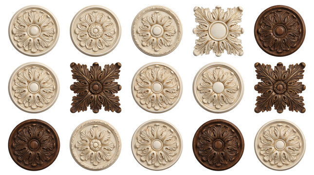 Architectural rosette elements for luxury branding, certificates and decorative layouts.