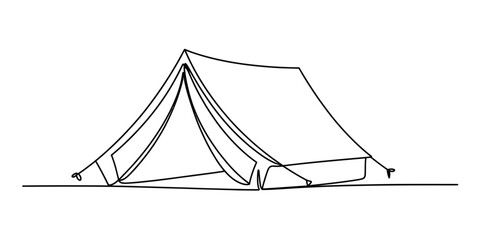 Continuous single line drawing of a camping tent © Nebaron