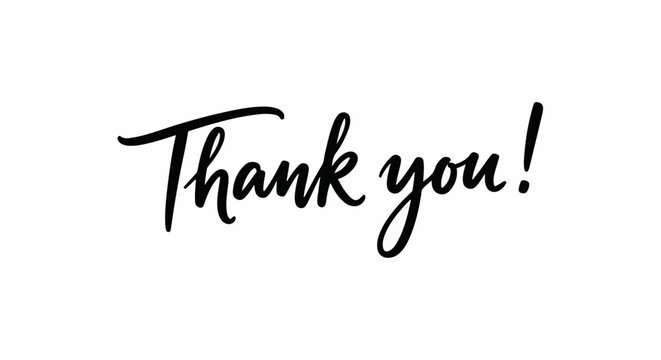 Elegant black script text "Thank you!" on a white background