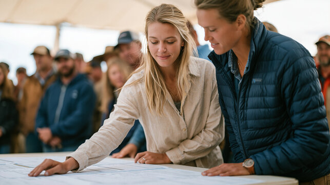 Microbiome soil health analysis results presented by an extension educator to a group of row crop farmers gathered around a folding table at a farm field day, soil health