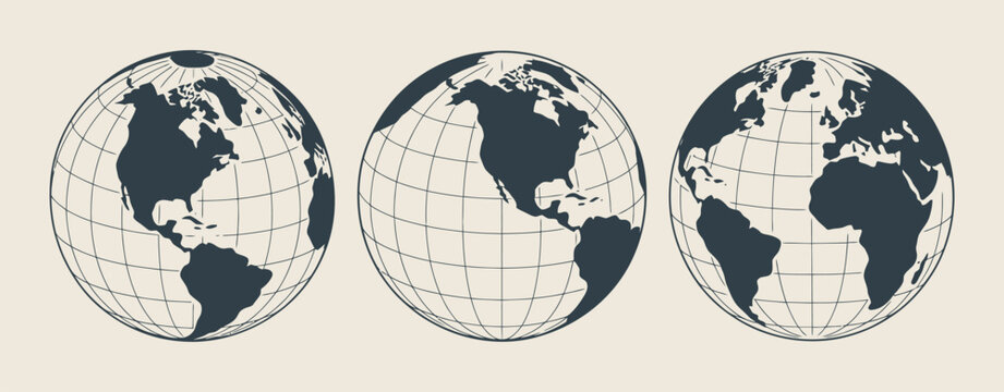 Globe Map Featuring North America South America United States USA Europe Asia and Oceania Earth Geography Illustration for Global Education and Navigation Design
