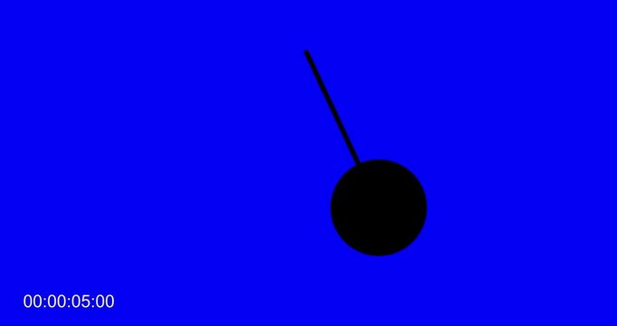 Pendulum swings right and left on blue screen. Greenbox animation of white simple object with timecode bar on the bottom 4k video moving two sided one second cycle 24 fps frames per second cycles .