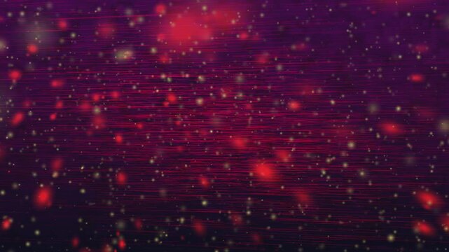 Abstract background with glowing bokeh lights and digital lines in red and purple tones. Perfect for digital art and technology themes.