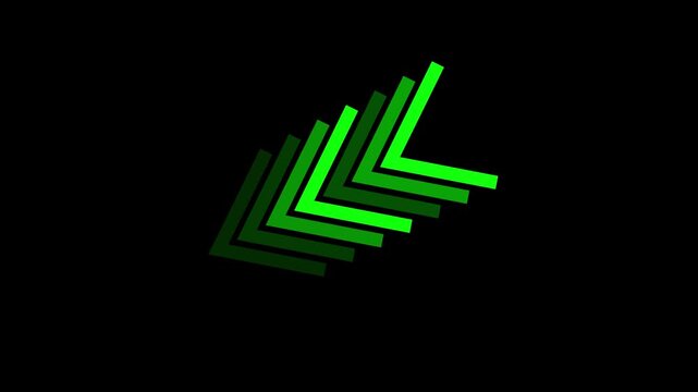 Fast  icon or symbol multiple left pointing chevrons or green arrows on a black back ground Right-directional arrow loop animation. Animated arrows for the overlay video layer. arrow icon concept a