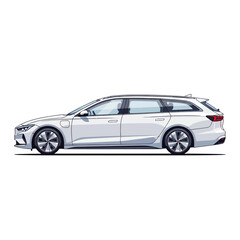 Fototapeta premium White Station Wagon Car Side View Isolated on White Background Vector Illustration