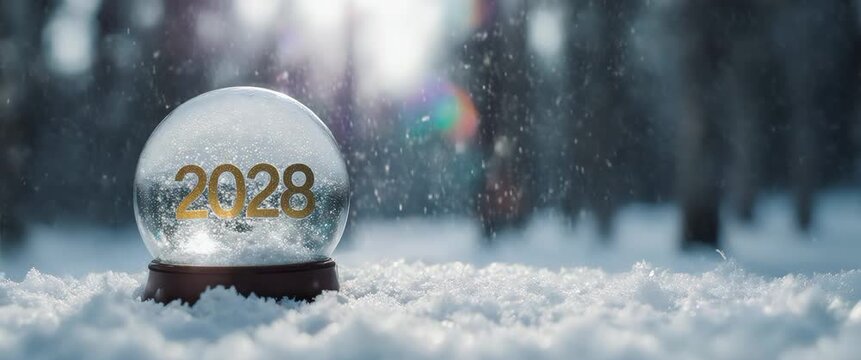 Glass Snow Globe in Winter Forest