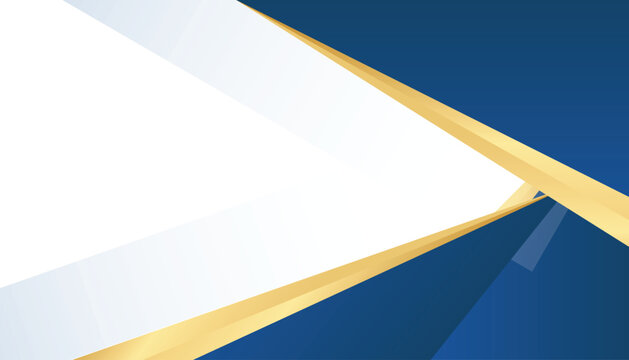 Abstract geometric background with blue and gold triangle elements.