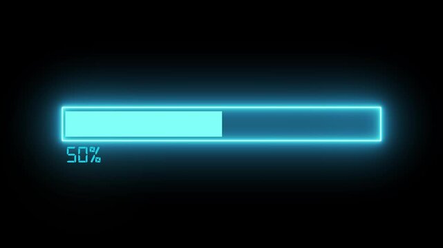 Cyan color loading bar with 0 to 100 present animation Loading Screen | Smooth Modern Loader Motion Graphics.