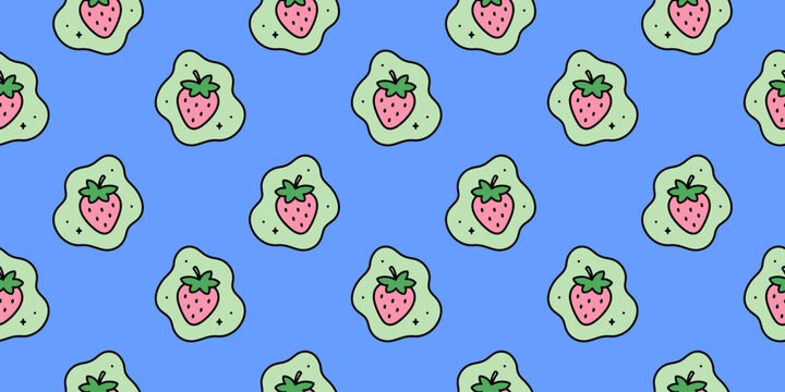 Cute strawberry seamless pattern in pastel colors. Sweet fruit background for textiles, stationery and packaging projects.