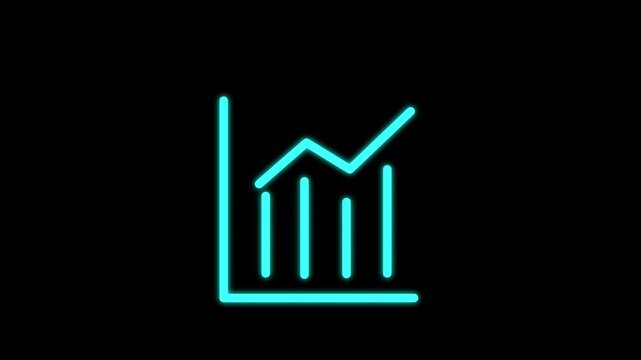 Animated business line graph bule finance concept showing up and down trends. Chart icon for profit and loss, investment, and economic performance. Income  4k video.