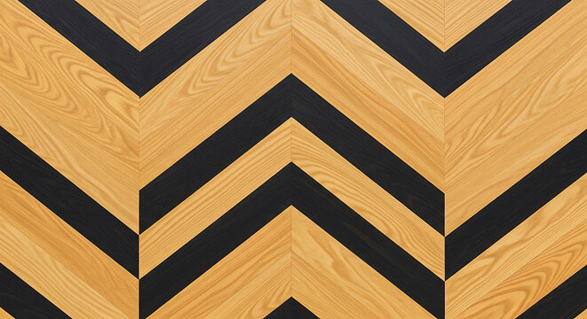 Light wood grain and black chevron pattern seamless background texture
