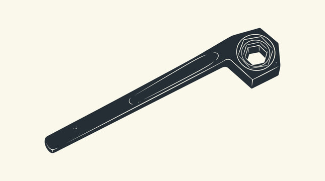 Box Spanner Wrench Silhouette Vector Icon Isolated Mechanical Hand Tool Illustration