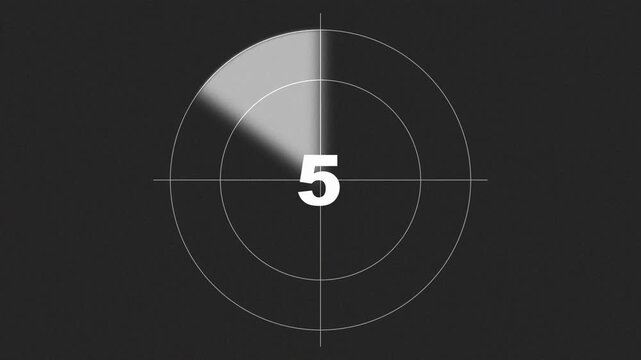 Retro film leader countdown number ten to zero vintage cinema style black and white graphic featuring a classic movie intro timer with grainy texture.