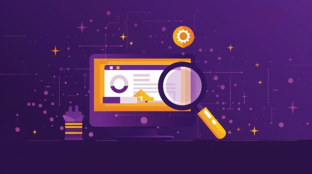Purple vector banner for mastering SERP visibility and SEO techniques